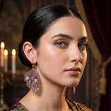 Floral Fan Embroidery Drop Earrings