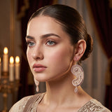 Paisley Pearl Embroidery Drop Earrings