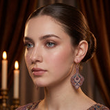 Mughal Floral Embroidery Drop Earrings