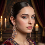 Floral Paisley Curved Embroidery Drop Earrings