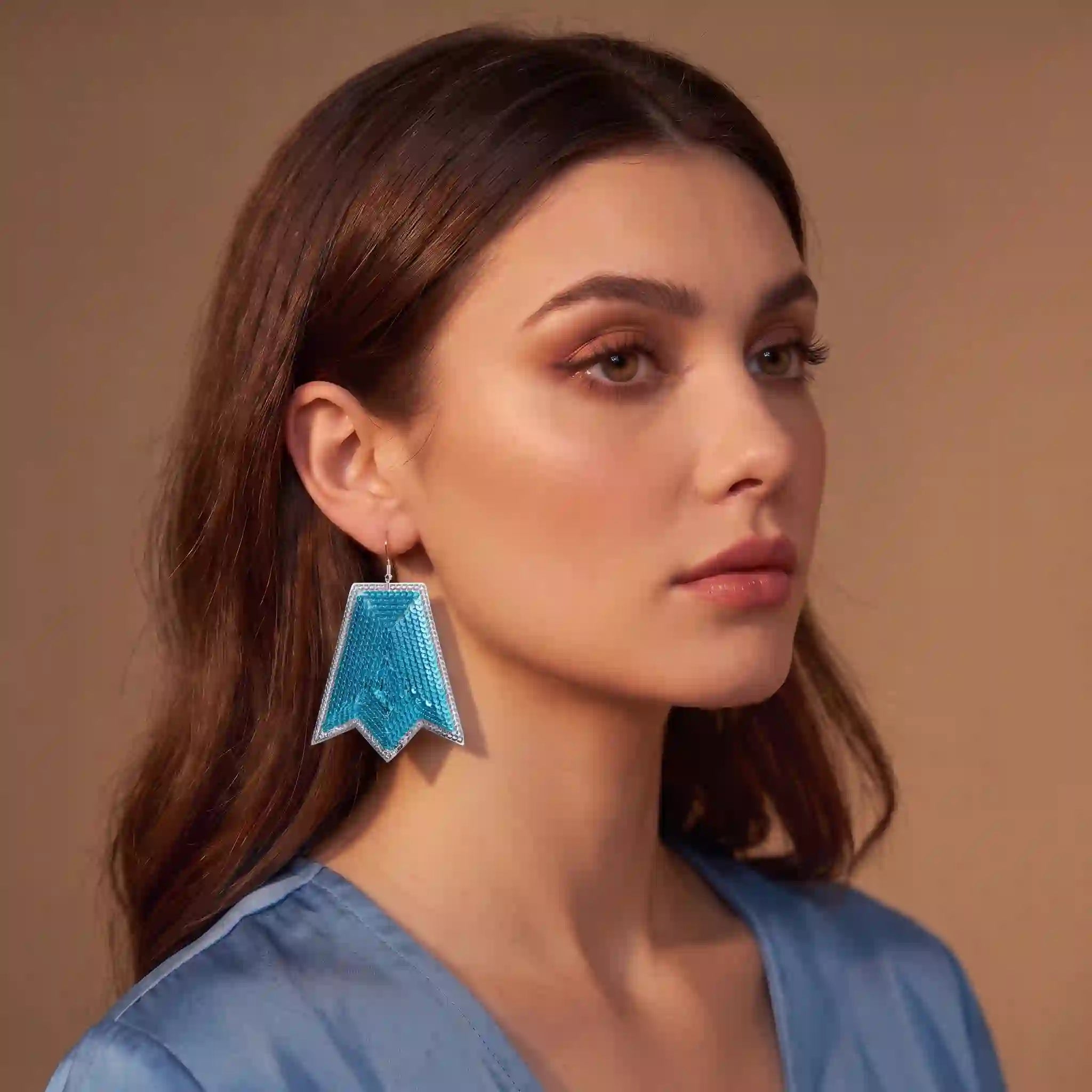 Geometric Chevron Embroidery Drop Earrings