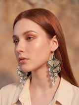 Ginkgo Leaf Embroidered Drop Earrings