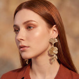 Gold Floral Drop Earrings