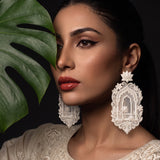 Mughal Arch Jali Embroidery Drop Earrings