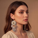 Sunflower Bouquet Embroidery Drop Earrings