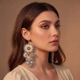Sunflower Bouquet Embroidery Drop Earrings