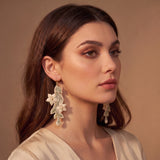 Ivory Lace Jasmine Embroidery Drop Earrings