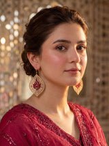 Ruby Flame Leaf Earrings