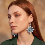 Emerald Crystal Flower Drop Earrings