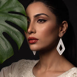 Diamond Cutout Geometric Embroidery Drop Earrings