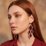 Burgundy Sequin Diamond Drop Earrings