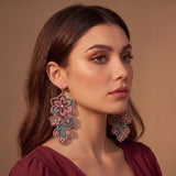 Mandala Floral Embroidery Drop Earrings
