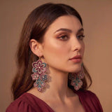 Mandala Floral Embroidery Drop Earrings