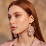 Blush Double Flower Drop Earrings