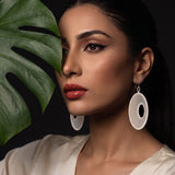 Oversized Circle Hoop Embroidery Drop Earrings