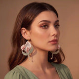 Tulip Bloom Embroidery Drop Earrings