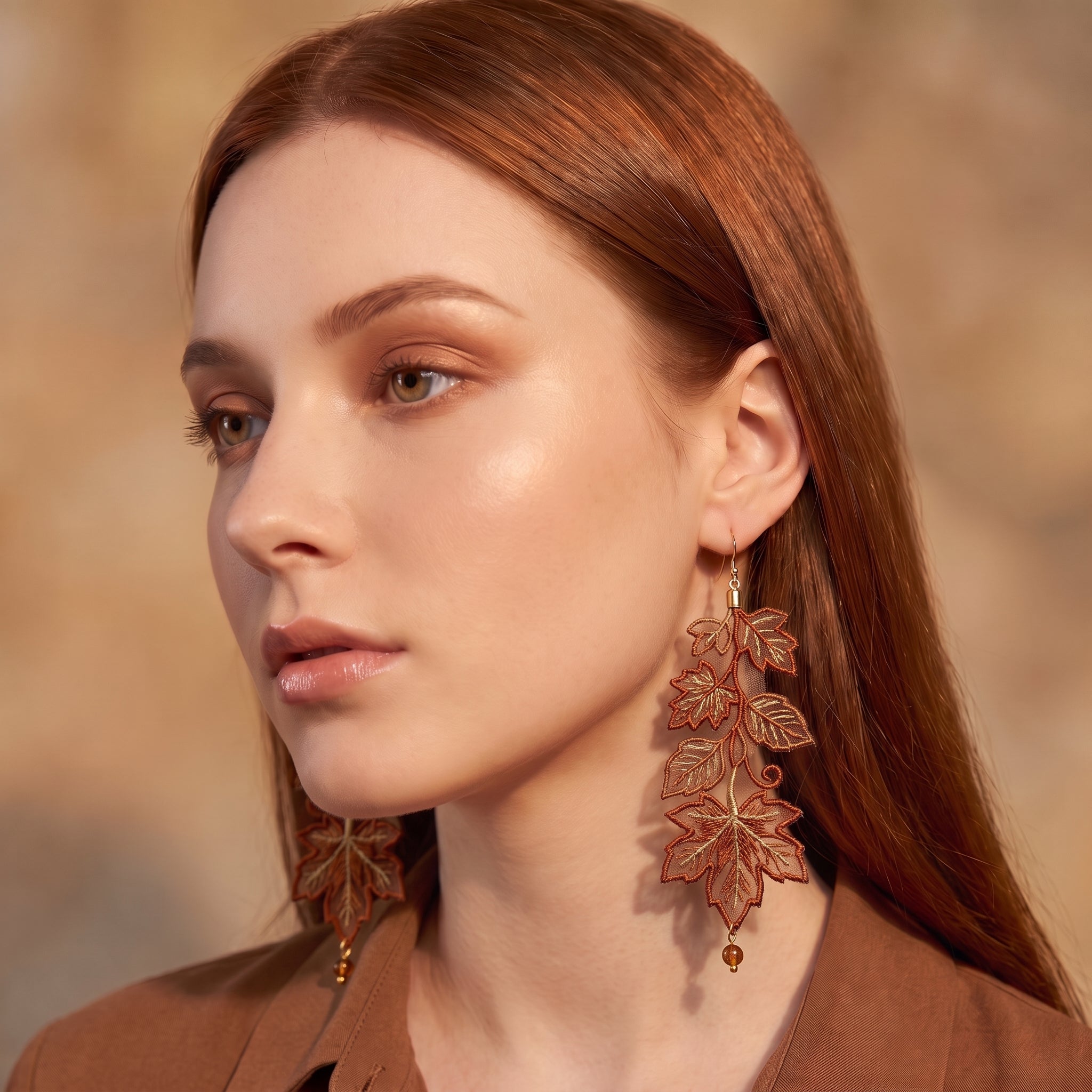 Autumn Leaf Vine Drop Earrings