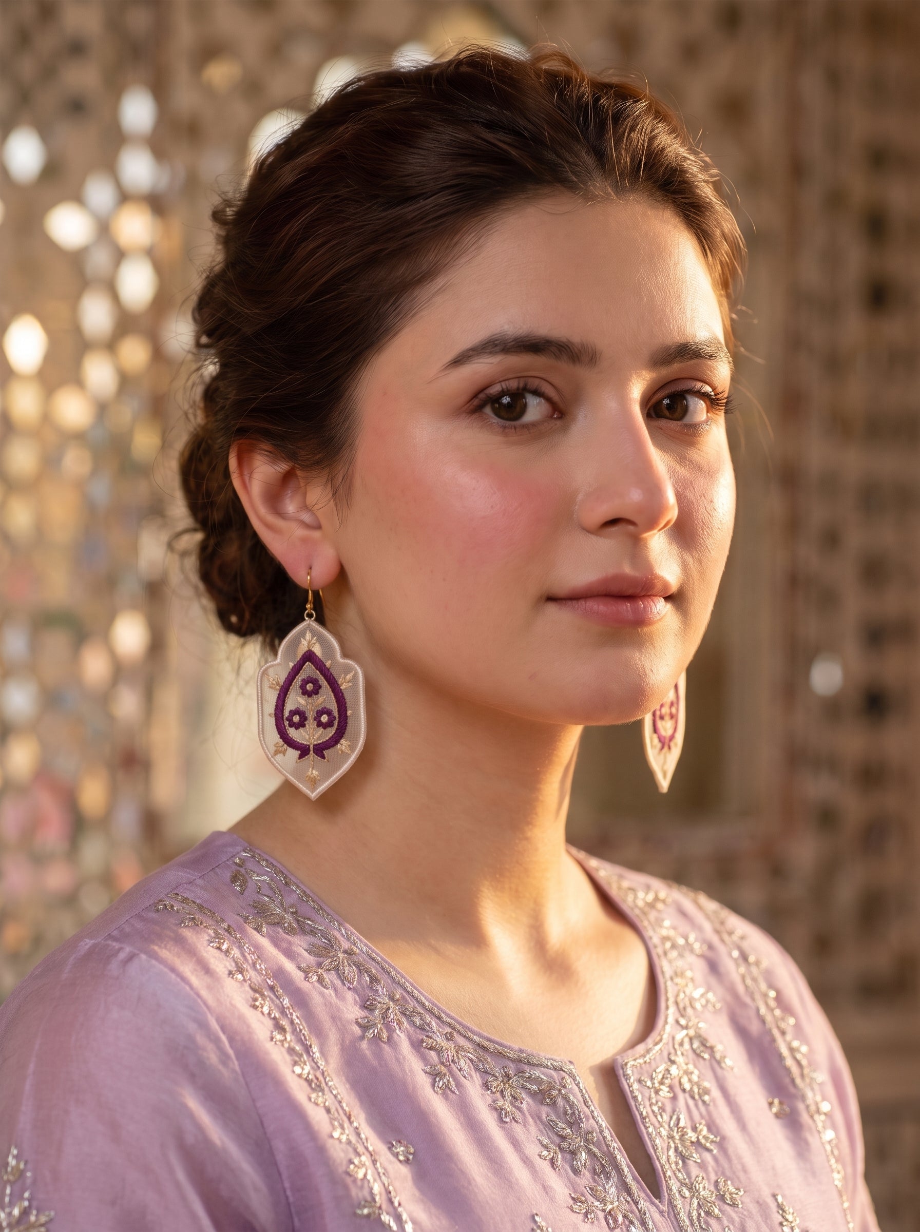Plum Paisley Arch Earrings