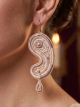 Paisley Pearl Embroidery Drop Earrings