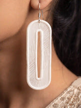 Minimalist Oval Cutout Embroidery Drop Earrings