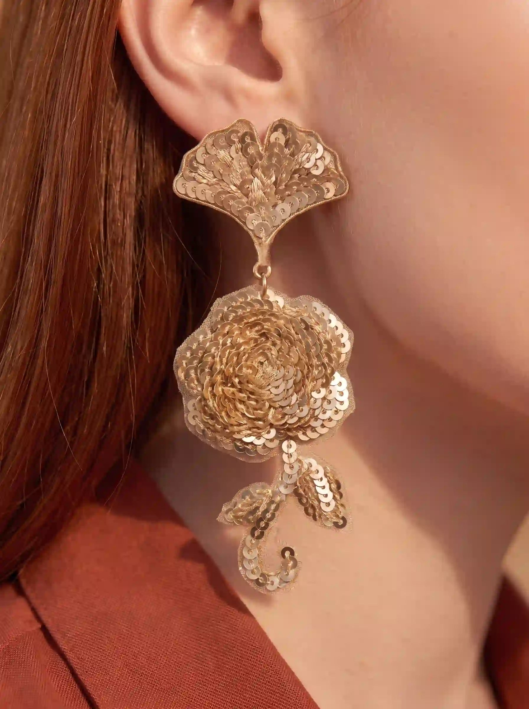 Gold Floral Drop Earrings