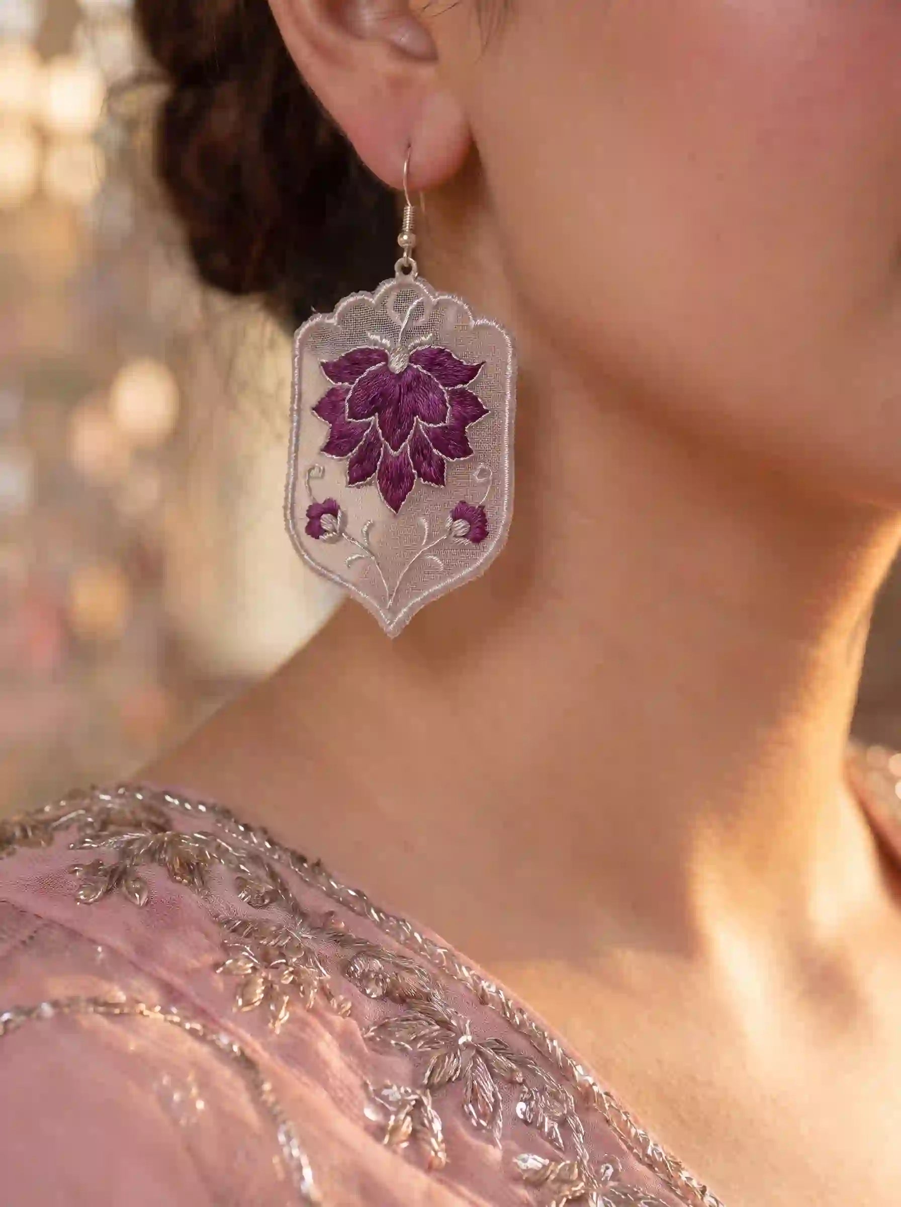 Violet Lotus Arch Earrings