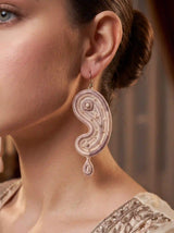 Paisley Pearl Embroidery Drop Earrings