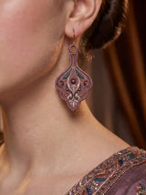 Mughal Floral Embroidery Drop Earrings