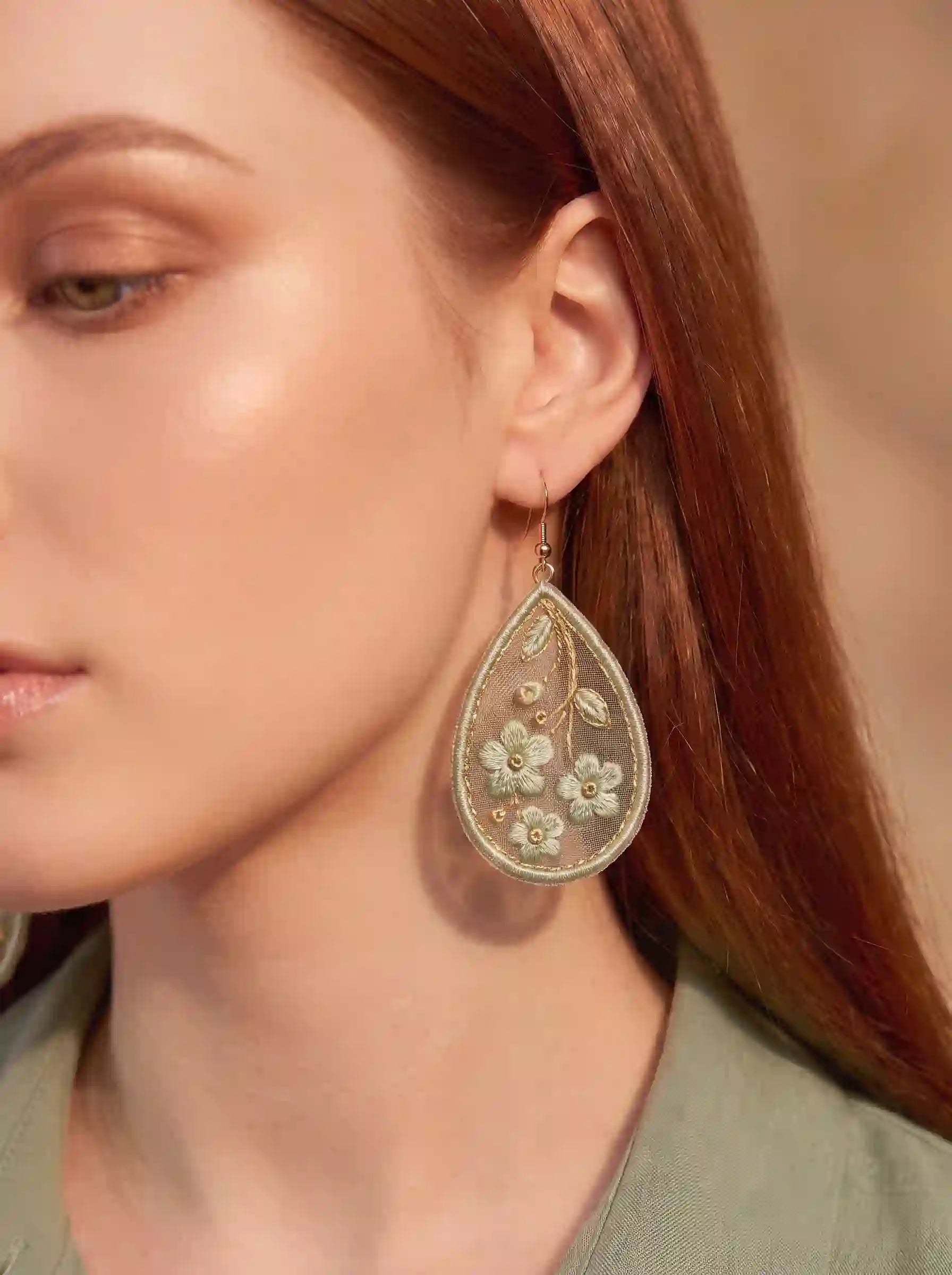 Floral Teardrop Drop Earrings