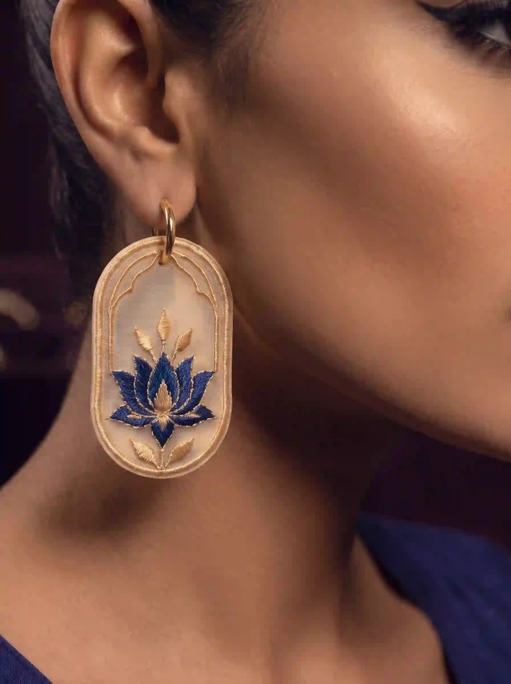 Sapphire Lotus Earrings