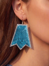 Geometric Chevron Embroidery Drop Earrings