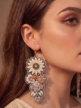 Sunflower Bouquet Embroidery Drop Earrings