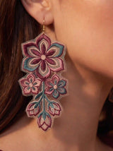 Mandala Floral Embroidery Drop Earrings