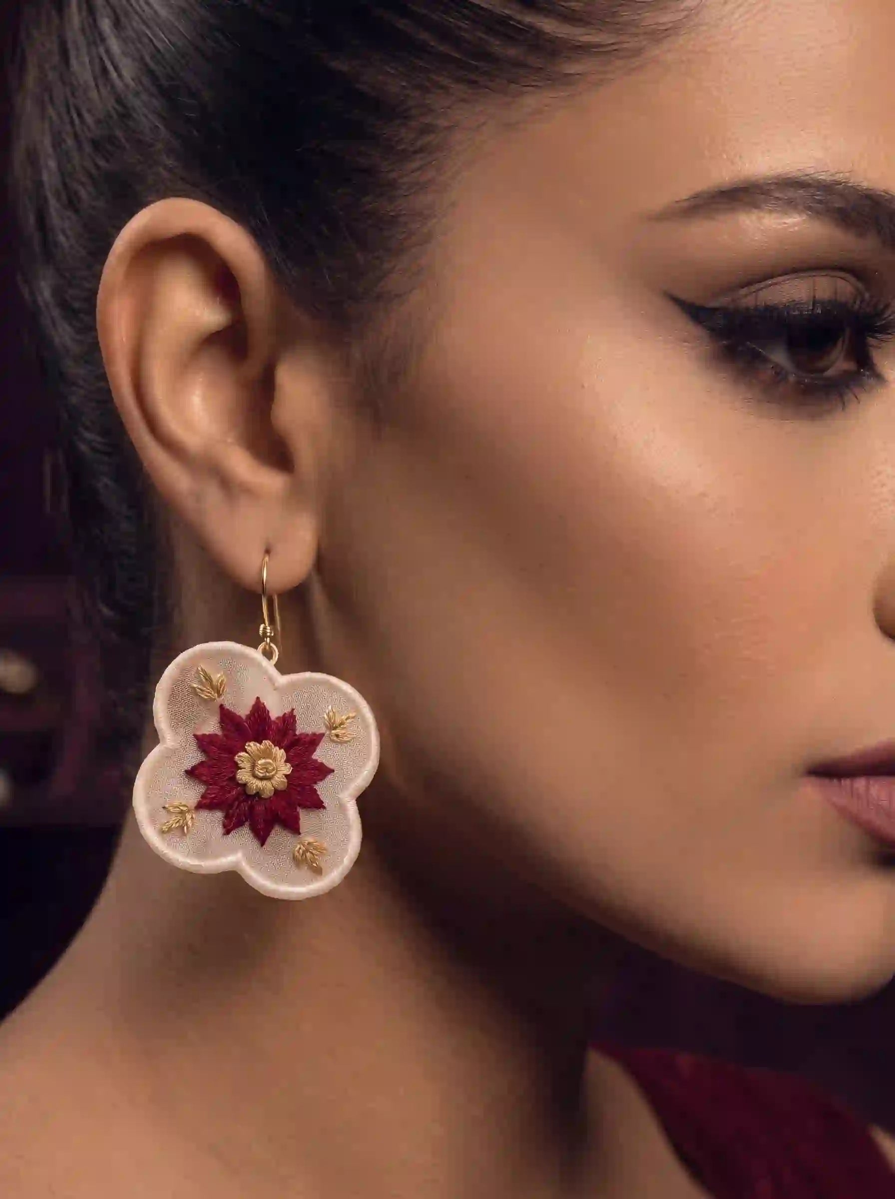 Burgundy Star Earrings