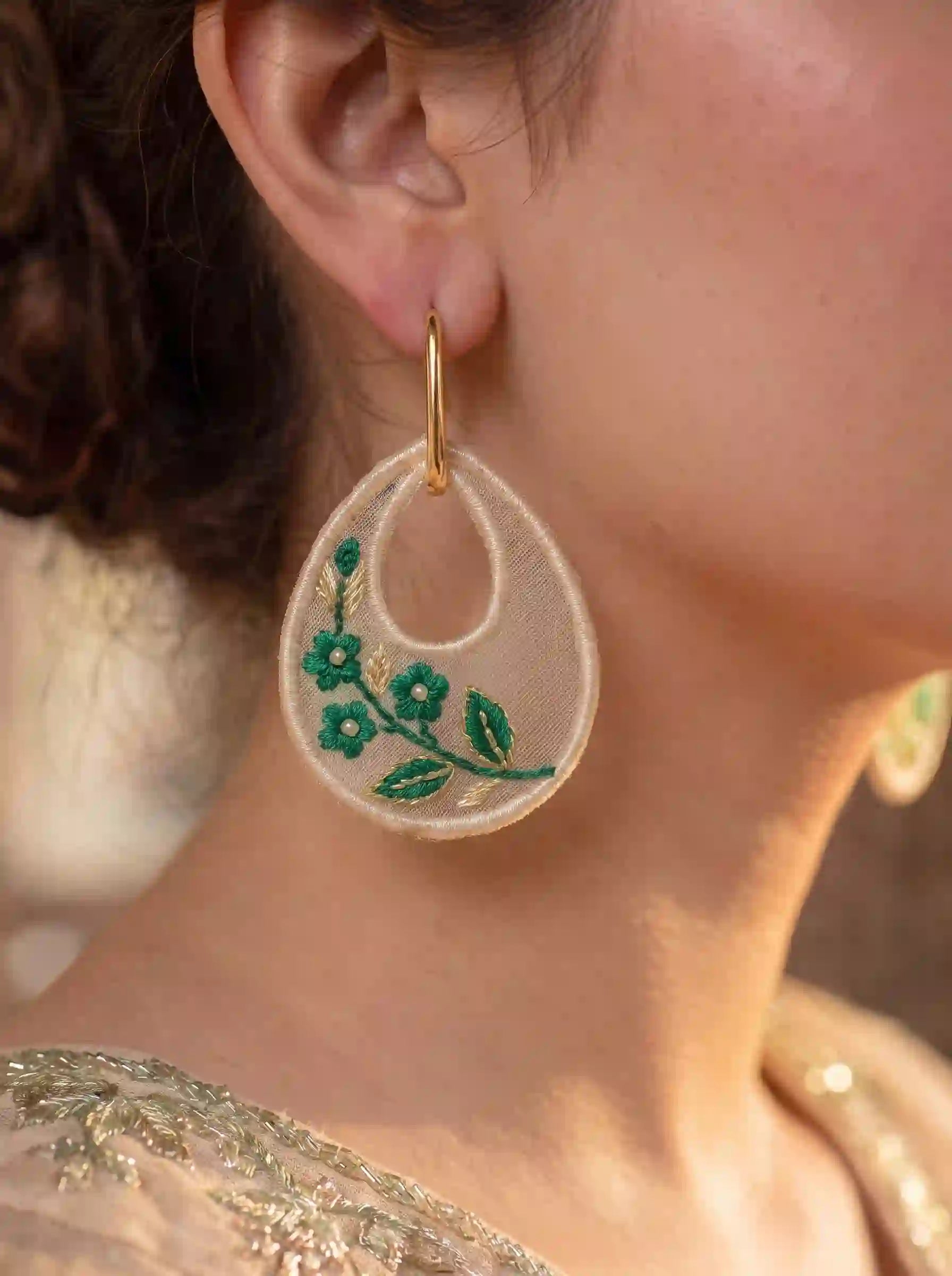 Emerald Teardrop Hoop Earrings