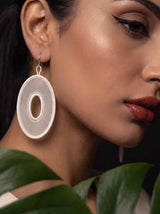 Oversized Circle Hoop Embroidery Drop Earrings