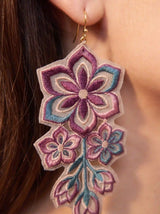 Mandala Floral Embroidery Drop Earrings