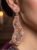 Floral Paisley Curved Embroidery Drop Earrings