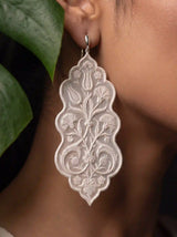 Mughal Tulip Vine Scalloped Embroidery Drop Earrings