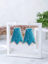 Geometric Chevron Embroidery Drop Earrings
