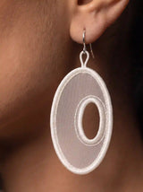 Oversized Circle Hoop Embroidery Drop Earrings