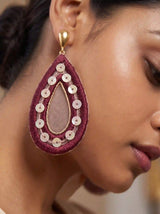 Wine Teardrop Hoop Earrings