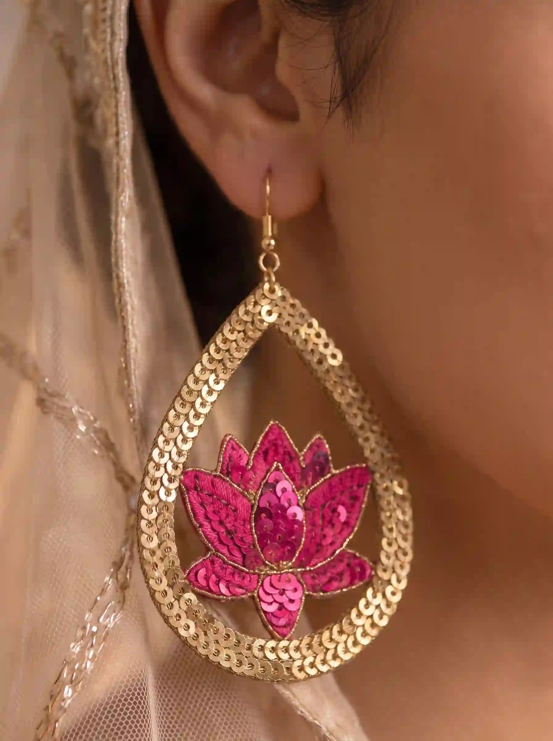 Crimson Lotus Earrings