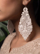 Peacock Lotus Teardrop Embroidery Drop Earrings