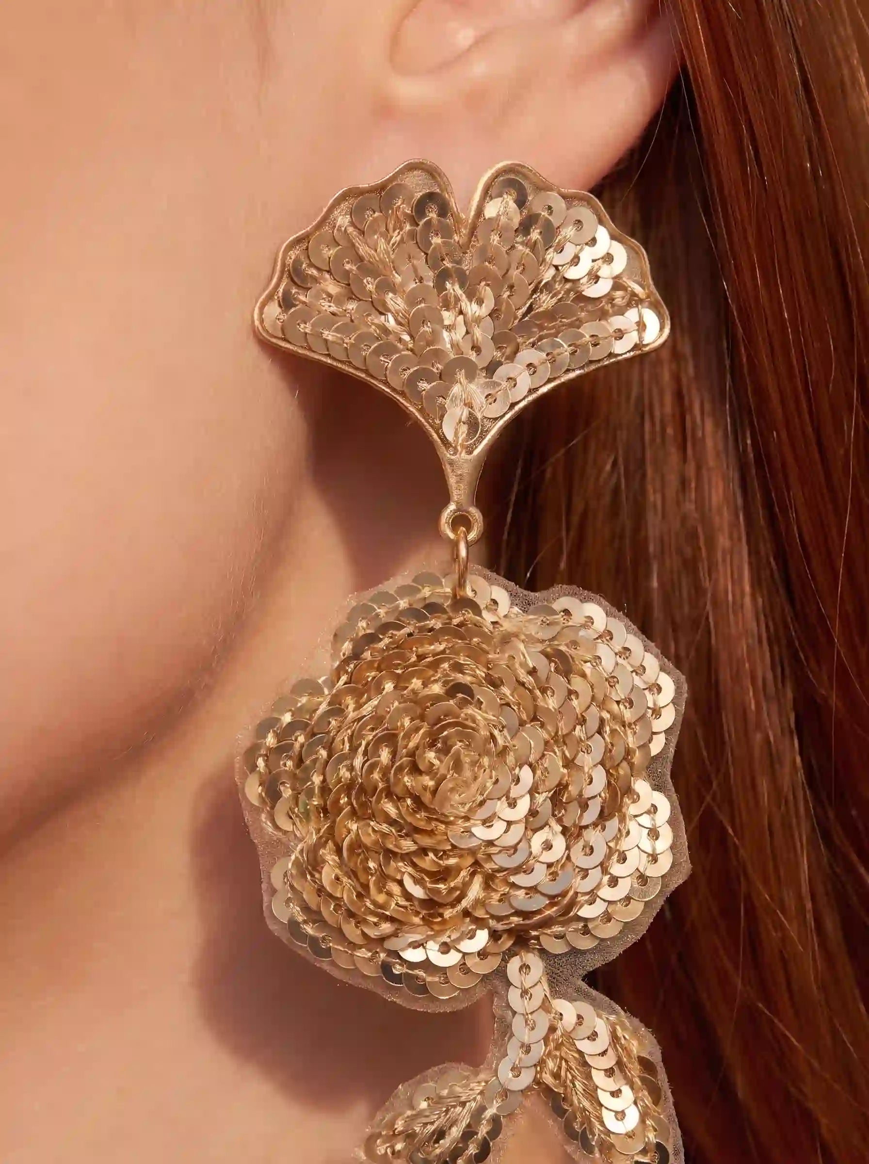 Gold Floral Drop Earrings