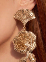 Gold Floral Drop Earrings