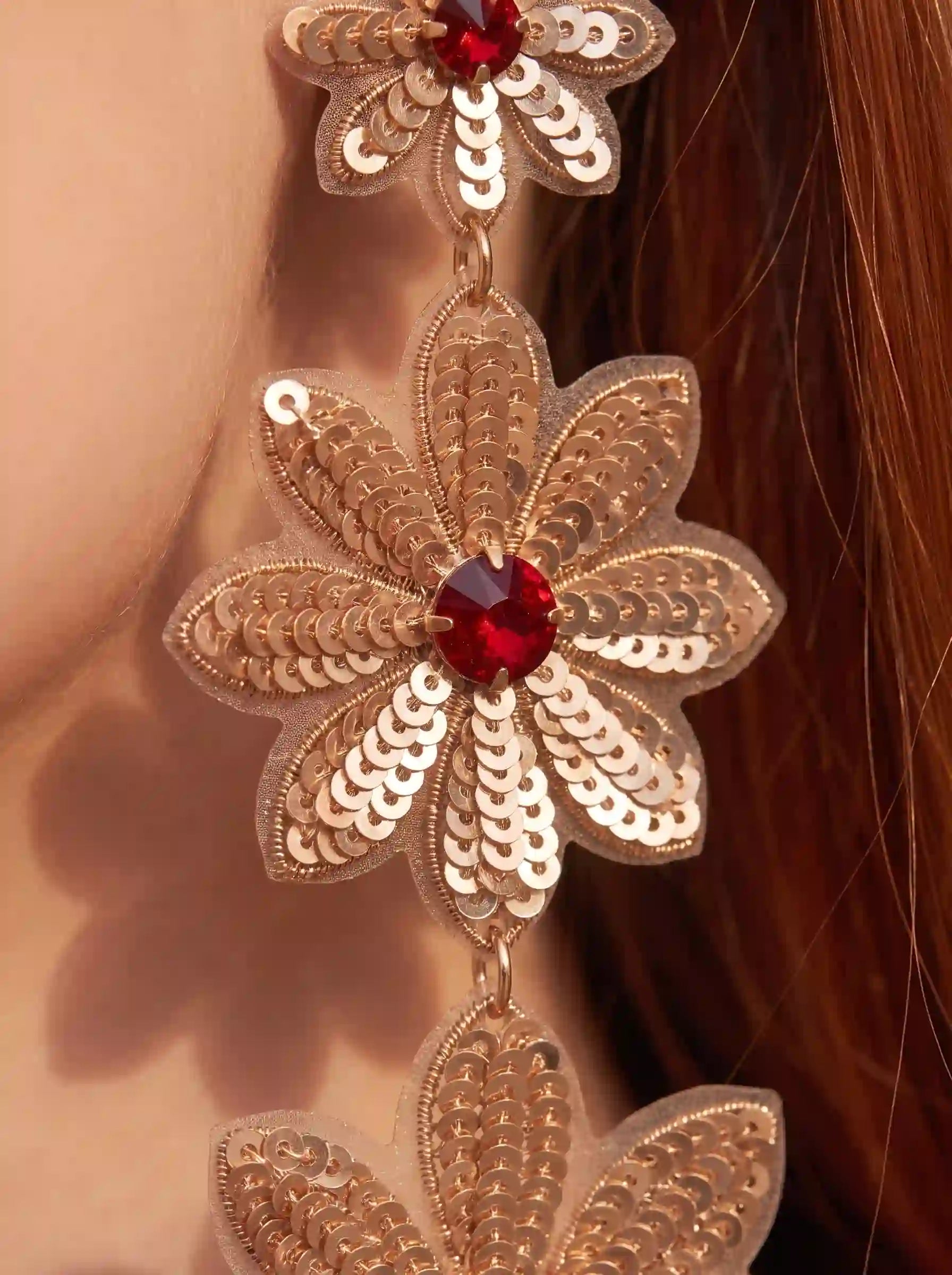 Triple Daisy Drop Earrings