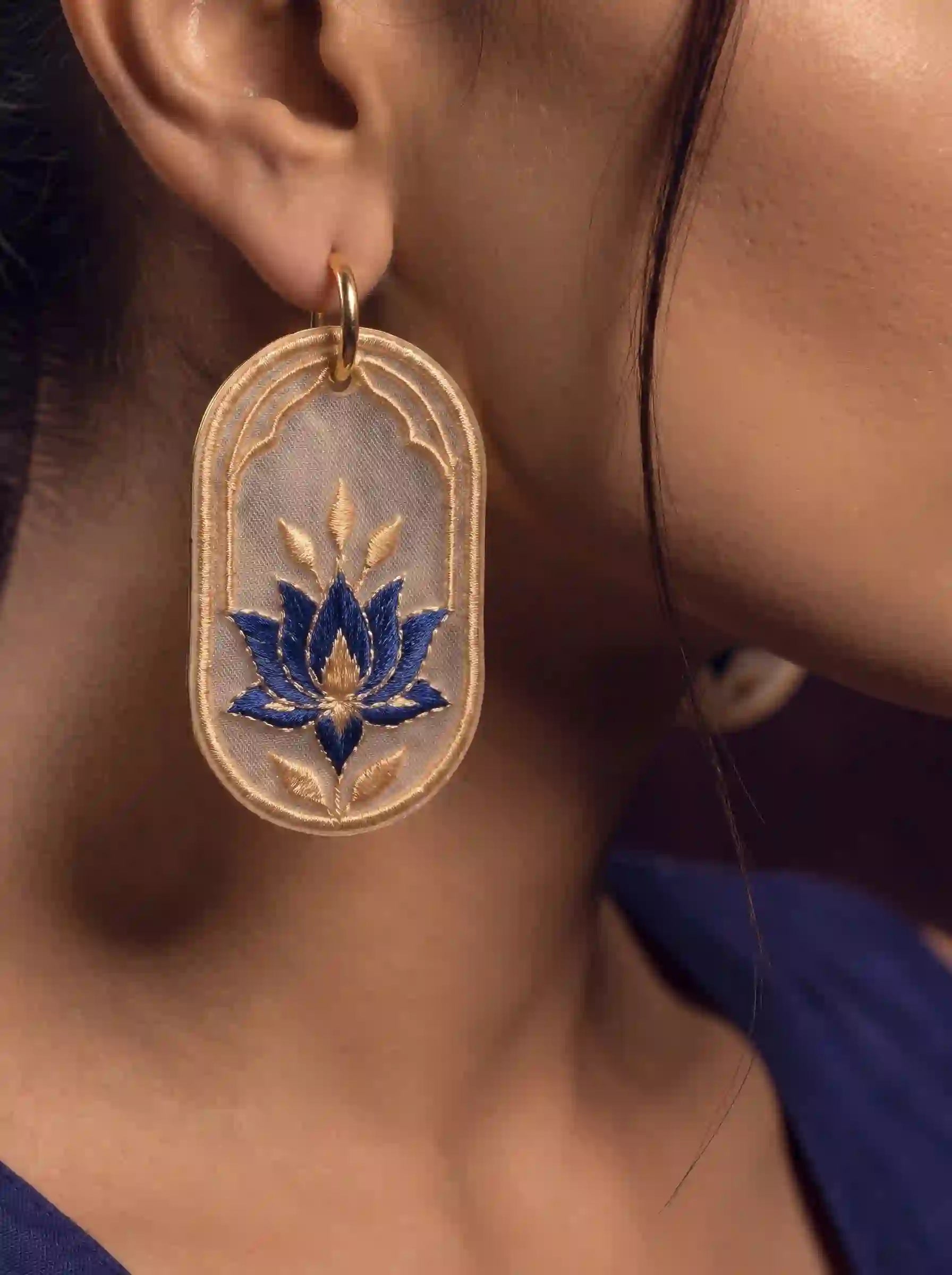 Sapphire Lotus Earrings