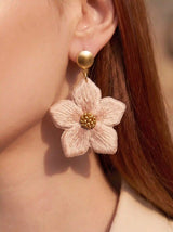 Ivory Flower Pearl Stud Drop Earrings
