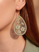 Floral Teardrop Drop Earrings